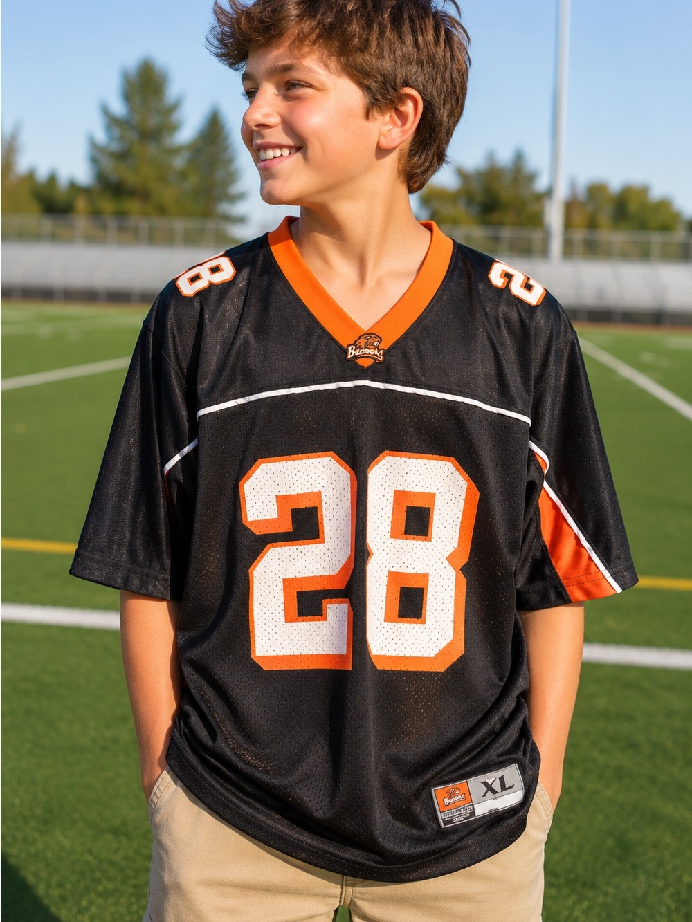 Oregon State Beavers #28 Football Jersey Youth XL 18-20 Black Orange NCAA OSU
